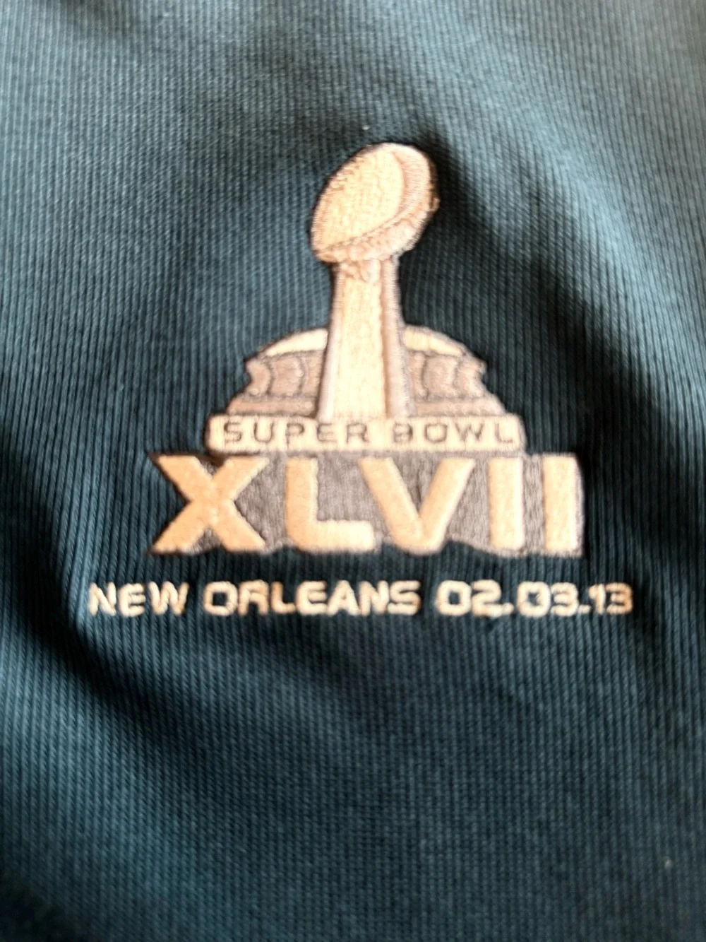 Men's Teal Half-Zip Sweater with Embroidered XLVII Logo
